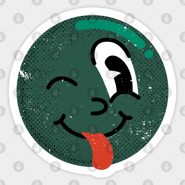 Winking tongue out emoji green Sticker by szymonkalle